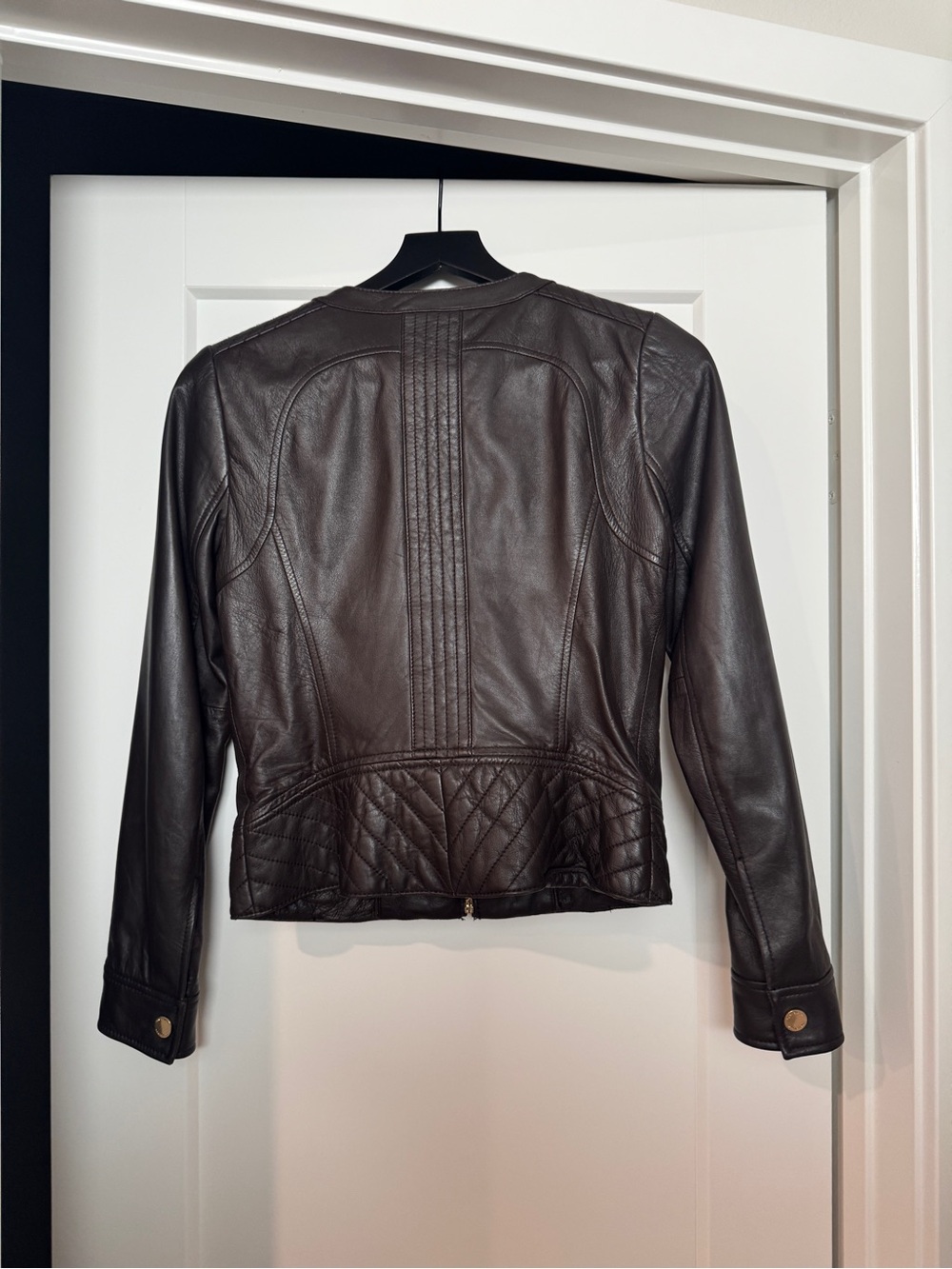 Tory Burch Leather Quilted Jacket - Dark Brown size 2 - Picture 2 of 3